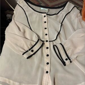 Kimchi Blue Twee Sheer Blouse with Black Accents